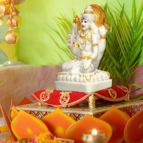 Gold White Shiva - The Earth Store - God Statue